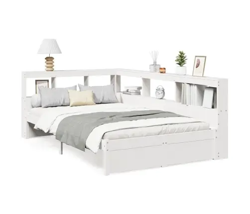 Lova Su Knygų Spinta Be Čiužinio, Balta, 90X190cm Pušis