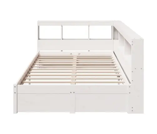 Lova Su Knygų Spinta Be Čiužinio, Balta, 90X190cm Pušis