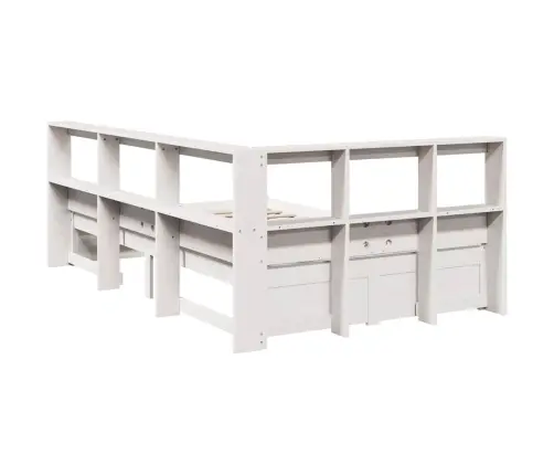 Lova Su Knygų Spinta Be Čiužinio, Balta, 90X190cm Pušis