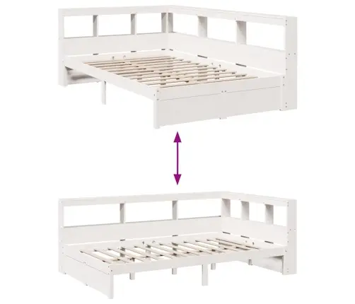 Lova Su Knygų Spinta Be Čiužinio, Balta, 90X190cm Pušis