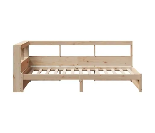 Gulta Ar Grāmatu Plauktu, Bez Matrača, 75X190 Cm, Priedes Koks Vidaxl