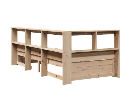 Gulta Ar Grāmatu Plauktu, Bez Matrača, 75X190 Cm, Priedes Koks Vidaxl