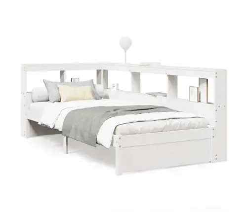 Lova Su Knygų Spinta Be Čiužinio, Balta, 75X190cm Pušis