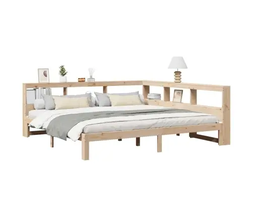 Gulta Ar Grāmatu Plauktu, Bez Matrača, 200X200 Cm, Priedes Koks Vidaxl