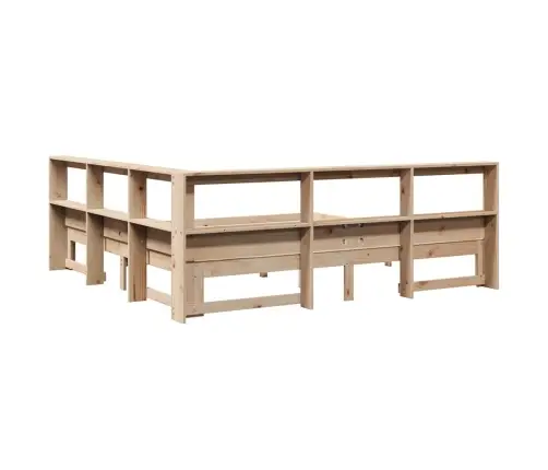 Gulta Ar Grāmatu Plauktu, Bez Matrača, 200X200 Cm, Priedes Koks Vidaxl