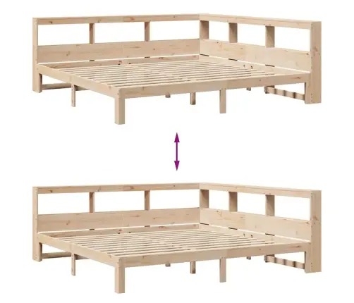 Gulta Ar Grāmatu Plauktu, Bez Matrača, 200X200 Cm, Priedes Koks Vidaxl