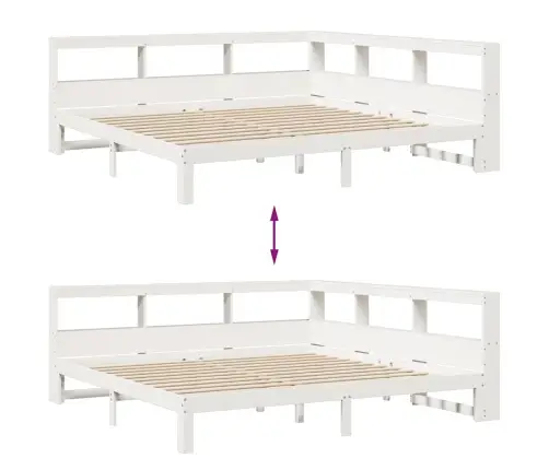 Gulta Ar Grāmatu Plauktu, Bez Matrača, 200X200 Cm, Priedes Koks Vidaxl