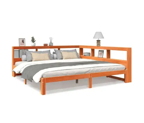 Gulta Ar Grāmatu Plauktu, Bez Matrača, 180X200 Cm, Priedes Koks Vidaxl