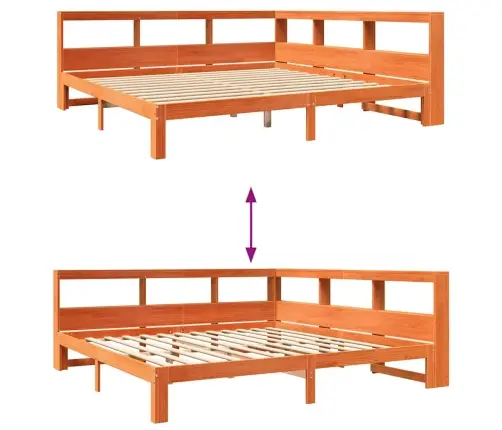 Gulta Ar Grāmatu Plauktu, Bez Matrača, 180X200 Cm, Priedes Koks Vidaxl