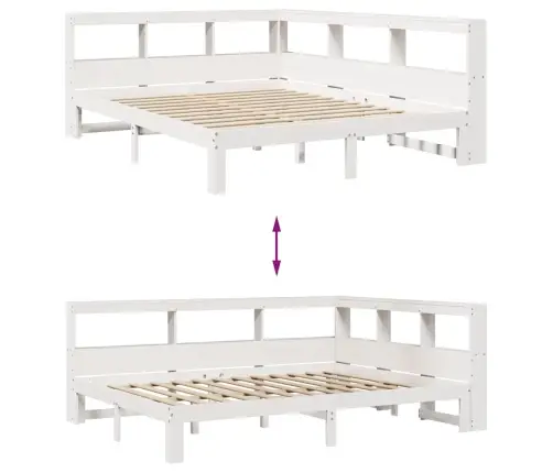 Riiuliga Voodiraam Ilma Madratsita, Valge, 150X200cm Männipuit