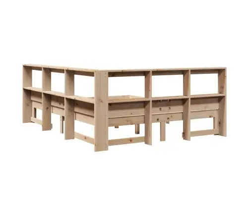 Gulta Ar Grāmatu Plauktu, Bez Matrača, 140X200 Cm, Priedes Koks Vidaxl