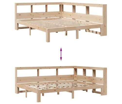 Gulta Ar Grāmatu Plauktu, Bez Matrača, 140X200 Cm, Priedes Koks Vidaxl