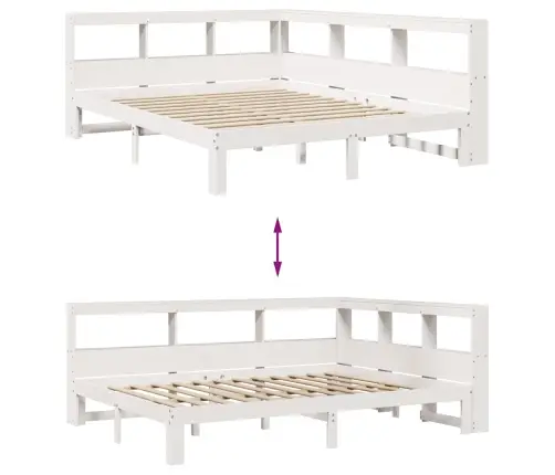 Gulta Ar Grāmatu Plauktu, Bez Matrača, 140X200 Cm, Priedes Koks Vidaxl