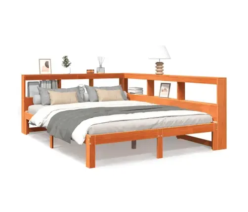 Gulta Ar Grāmatu Plauktu, Bez Matrača, 140X200 Cm, Priedes Koks Vidaxl