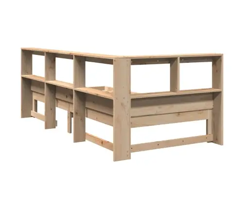 Lova Su Knygų Spinta Be Čiužinio, 100X200cm Pušies Masyvas