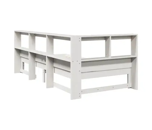 Lova Su Knygų Spinta Be Čiužinio, Balta, 100X200cm Pušis