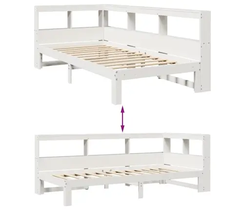 Lova Su Knygų Spinta Be Čiužinio, Balta, 100X200cm Pušis