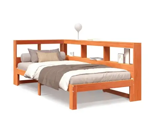 Gulta Ar Grāmatu Plauktu, Bez Matrača, 100X200 Cm, Priedes Koks Vidaxl