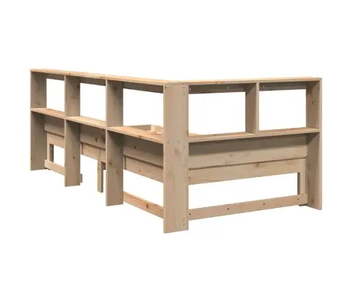 Lova Su Knygų Spinta Be Čiužinio, 90X200cm Pušies Masyvas