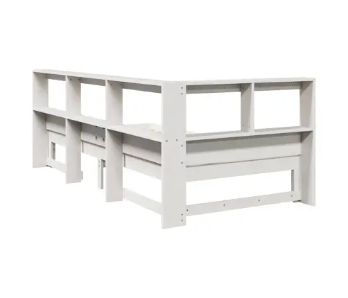 Riiuliga Voodiraam Ilma Madratsita, Valge, 90X200 cm Männipuit