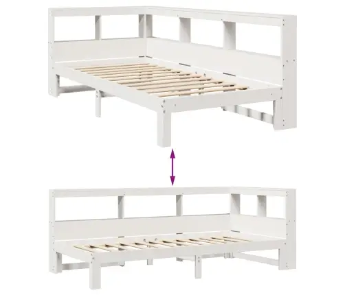 Riiuliga Voodiraam Ilma Madratsita, Valge, 90X200 cm Männipuit