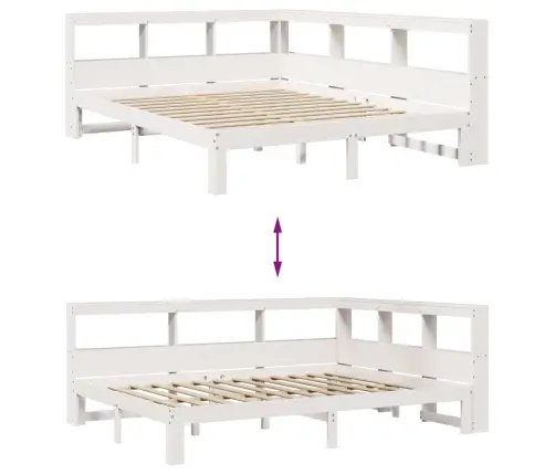 Gulta Ar Grāmatu Plauktu, Bez Matrača, 140X190 Cm, Priedes Koks Vidaxl