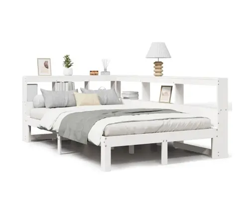 Gulta Ar Grāmatu Plauktu, Bez Matrača, 135X190 Cm, Priedes Koks Vidaxl