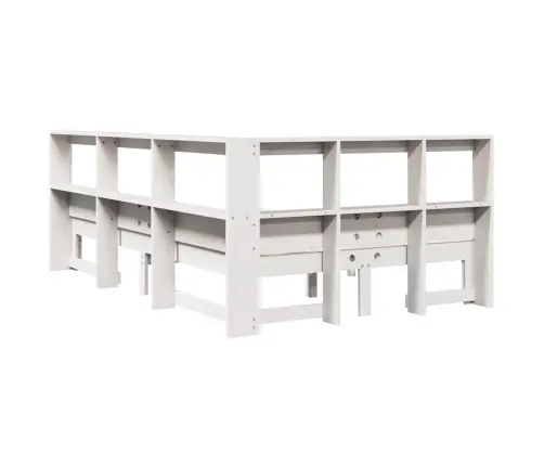 Gulta Ar Grāmatu Plauktu, Bez Matrača, 135X190 Cm, Priedes Koks Vidaxl