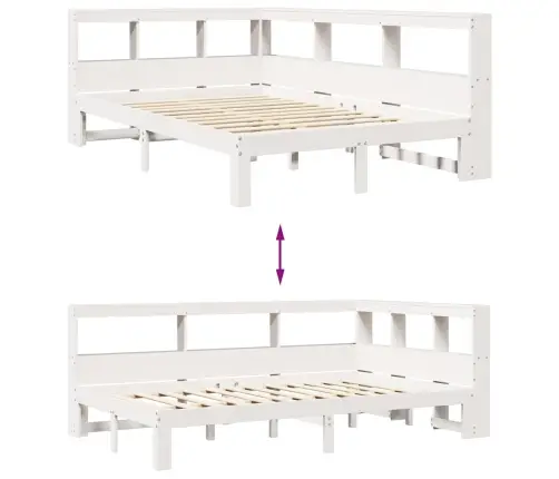 Gulta Ar Grāmatu Plauktu, Bez Matrača, 135X190 Cm, Priedes Koks Vidaxl