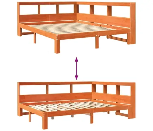 Gulta Ar Grāmatu Plauktu, Bez Matrača, 135X190 Cm, Priedes Koks Vidaxl Gulta Ar Grāmatu Plauktu, Bez Matrača, 135X190 Cm, Priedes Koks Vidaxl