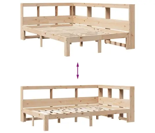 Gulta Ar Grāmatu Plauktu, Bez Matrača, 120X190 Cm, Priedes Koks Vidaxl