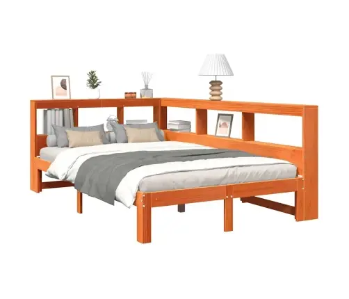 Gulta Ar Grāmatu Plauktu, Bez Matrača, 120X190 Cm, Priedes Koks Vidaxl