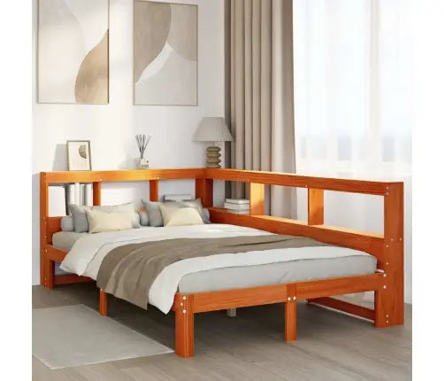 Gulta Ar Grāmatu Plauktu, Bez Matrača, 120X190 Cm, Priedes Koks Vidaxl