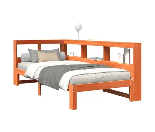 Gulta Ar Grāmatu Plauktu, Bez Matrača, 75X190 Cm, Priede Vidaxl