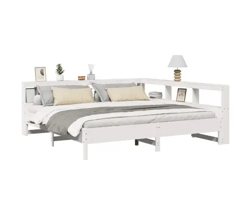 Gulta Ar Grāmatu Plauktu, Bez Matrača, 200X200 Cm, Priedes Koks Vidaxl