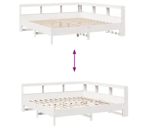 Gulta Ar Grāmatu Plauktu, Bez Matrača, 200X200 Cm, Priedes Koks Vidaxl