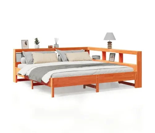 Riiuliga Voodi Ilma Madratsita, Vahapruun, 200X200cm Männipuit