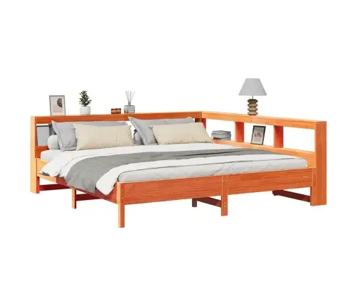 Riiuliga Voodi Ilma Madratsita, Vahapruun, 200X200cm Männipuit