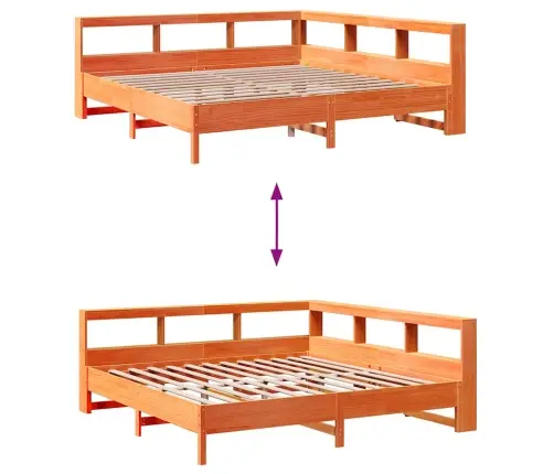 Riiuliga Voodi Ilma Madratsita, Vahapruun, 200X200cm Männipuit