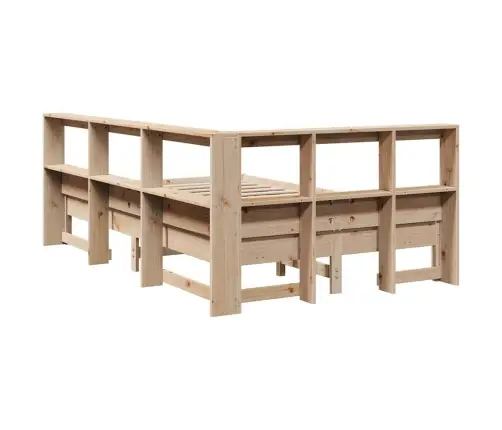 Lova Su Knygų Spinta Be Čiužinio, 160X200cm Pušies Masyvas