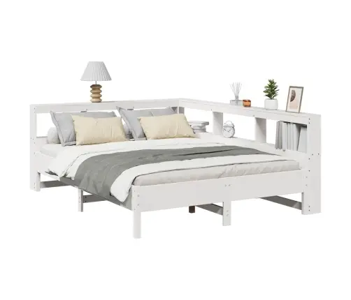 Gulta Ar Grāmatu Plauktu, Bez Matrača, 150X200 Cm, Priedes Koks Vidaxl