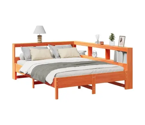 Riiuliga Voodi Ilma Madratsita, Vahapruun, 150X200cm Männipuit