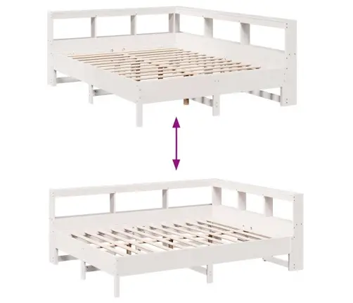 Gulta Ar Grāmatu Plauktu, Bez Matrača, 140X200 Cm, Priedes Koks Vidaxl