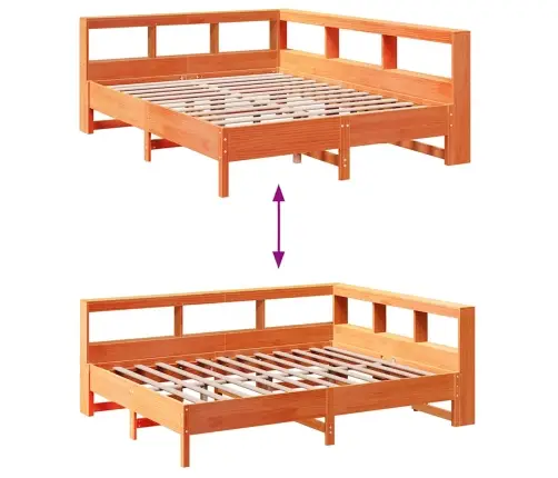 Riiuliga Voodi Ilma Madratsita, Vahapruun, 140X200cm Männipuit