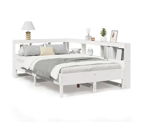 Riiuliga Voodiraam Ilma Madratsita, Valge, 120X200cm Männipuit