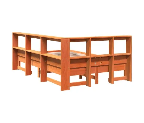 Gulta Ar Grāmatu Plauktu, Bez Matrača, 120X200 Cm, Priedes Koks Vidaxl