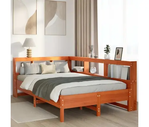 Gulta Ar Grāmatu Plauktu, Bez Matrača, 120X200 Cm, Priedes Koks Vidaxl