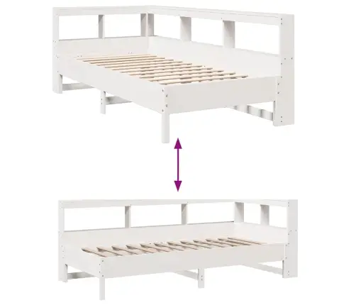 Lova Su Knygų Spinta Be Čiužinio, Balta, 100X200cm Pušis