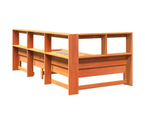 Gulta Ar Grāmatu Plauktu, Bez Matrača, 100X200 Cm, Priedes Koks Vidaxl