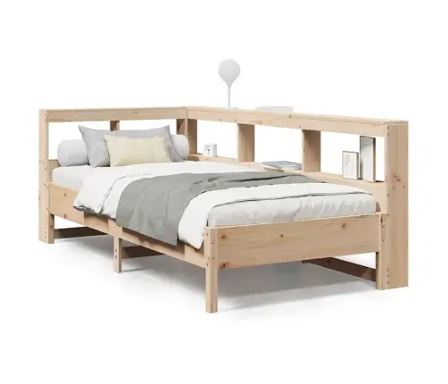 Gulta Ar Grāmatu Plauktu, Bez Matrača, 90X200 Cm, Priedes Koks Vidaxl